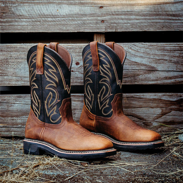 RANCHER GRIT 12" SQUARE TOE WELLINGTON (STEEL TOE) - RANCHER GRIT 12" SQUARE TOE WELLINGTON (STEEL TOE) - undefined - Bonanza Boots
