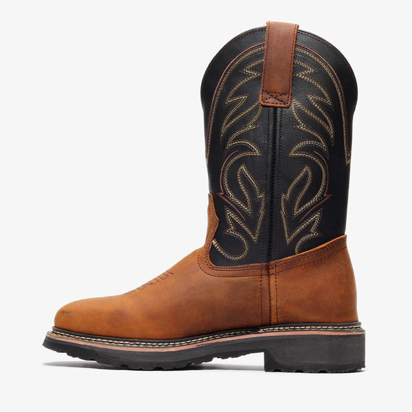 RANCHER GRIT 12" SQUARE TOE WELLINGTON - RANCHER GRIT 12" SQUARE TOE WELLINGTON - 6 / Black/Crazy Brown - Bonanza Boots