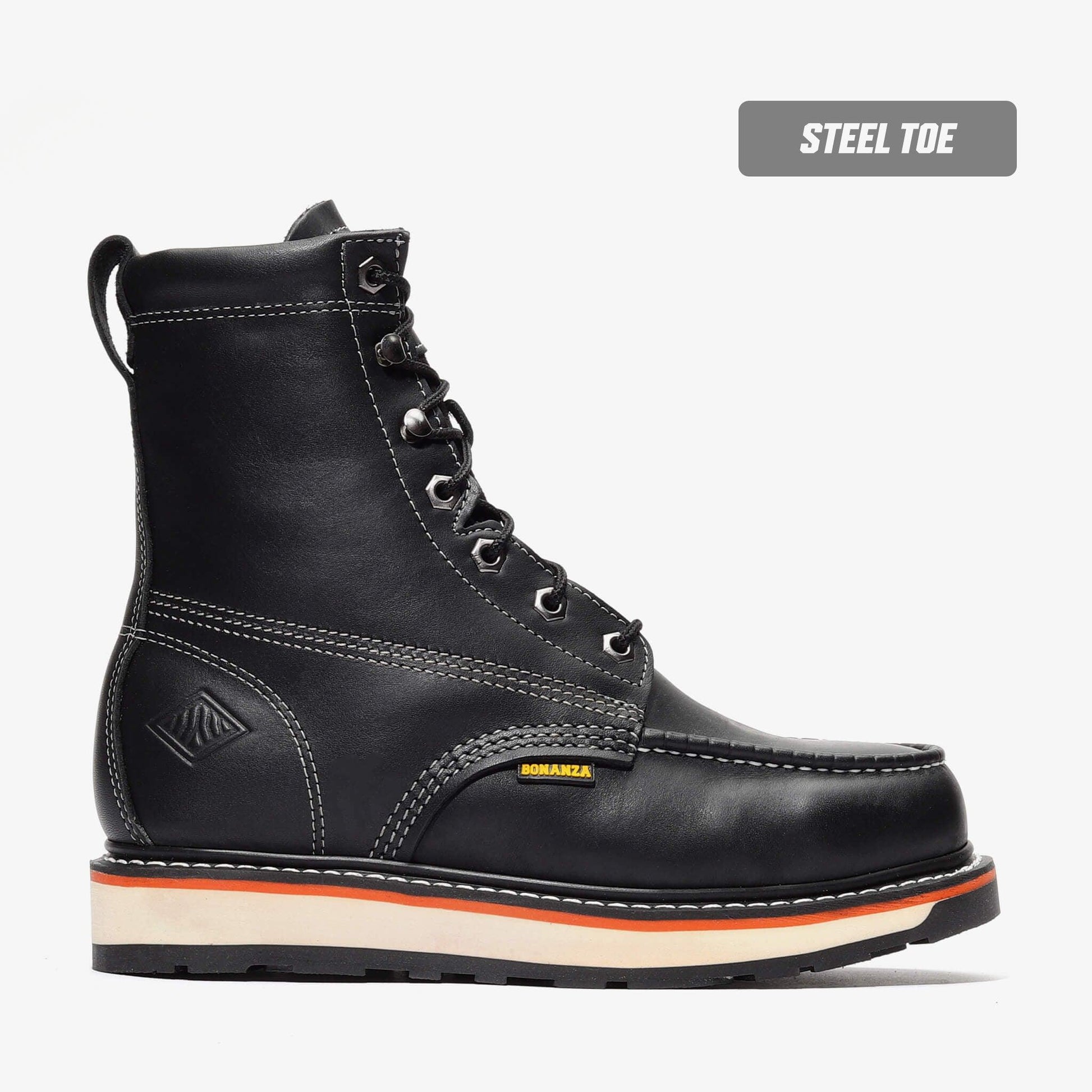 FRONTIER DUAL 8" MOC TOE (STEEL TOE) - FRONTIER DUAL 8" MOC TOE (STEEL TOE) - 6 / BLK - Bonanza Boots